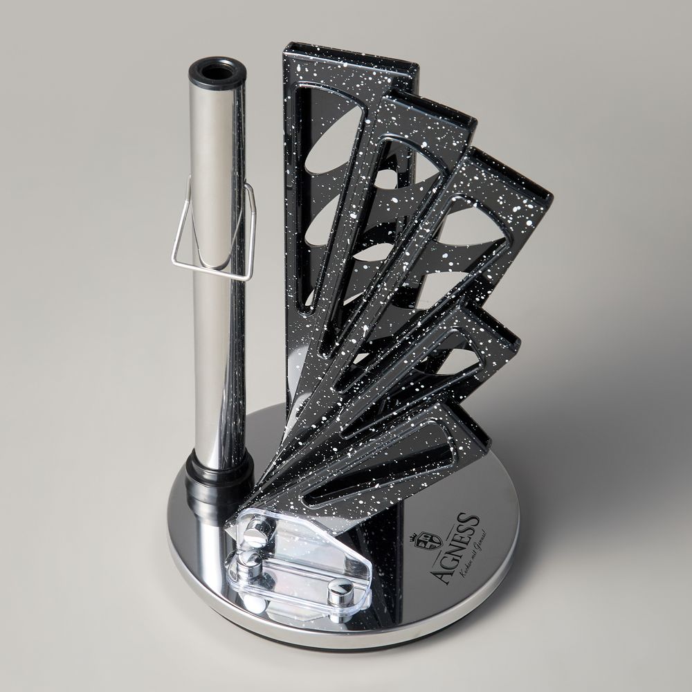 НАБОР НОЖЕЙ AGNESS С НОЖНИЦАМИ И МУСАТОМ НА ПЛАСТИКОВОЙ ПОДСТАВКЕ, 8 ПРЕДМЕТОВ