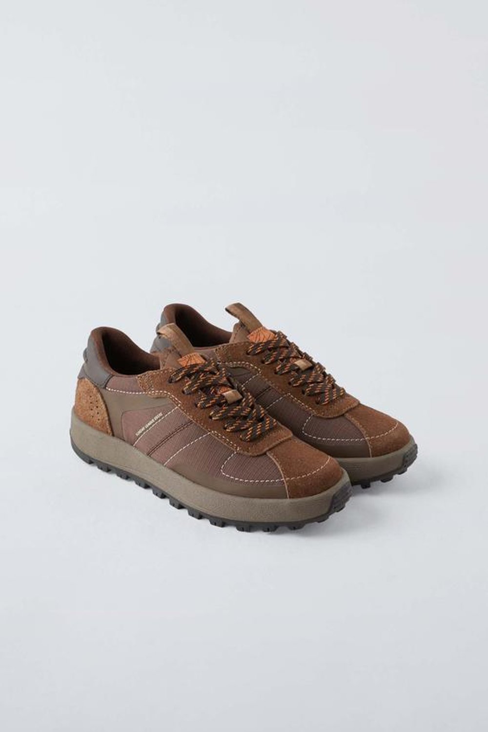 ZARA КРОССОВКИ С КОНТРАСТНЫМИ ВСТАВКАМИ, КОРИЧНЕВЫЙ