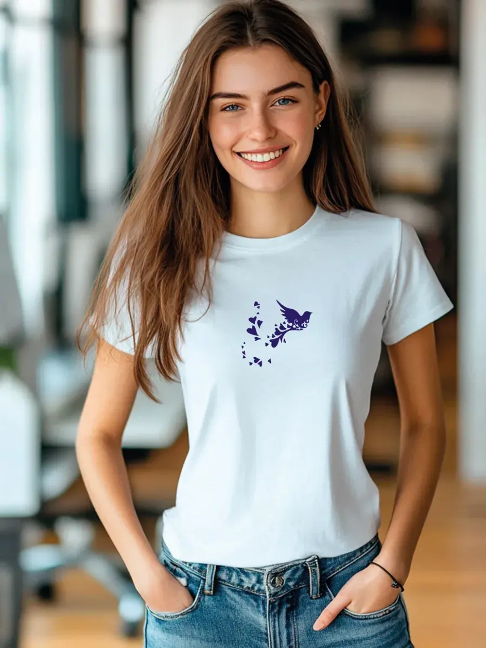 Футболка больших размеров с принтом птица