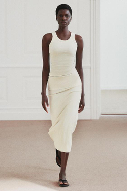 ZARA ЮБКА В РУБЧИК В СТИЛЕ РУСТИК, ЭКРЮ