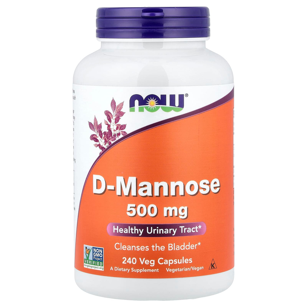NOW Foods, D-манноза, 500 мг, 240 растительных капсул