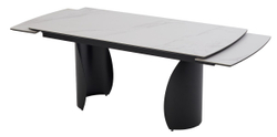 Стол ОЛЬХОН 180 БЕЛЫЙ МРАМОР МАТОВЫЙ , керамика / Черный каркас, М-City
