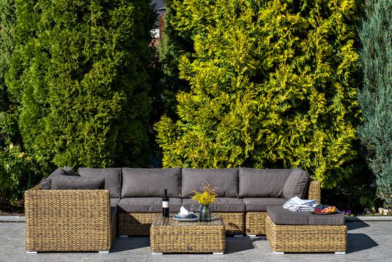 "Лунго" трансформирующаяся лаунж-зона из искусственного ротанга (гиацинт), цвет соломенный