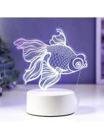 Светильник 3D ночник RISALUX «Рыбка», LED RGB, от сети, 9.5×