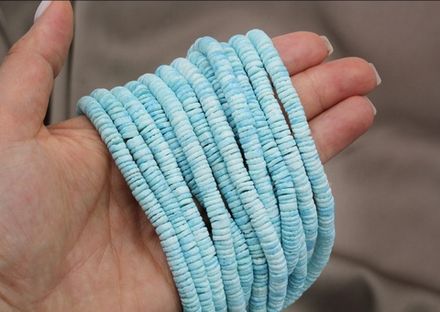 Нить бусин из ракушек 6мм (цвет светло-голубой)