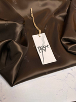 Вискоза жаккардовая подкладочная (Versace Collection, 100%вискоза, Шоколадный коричневый/логотип и надпись бренда, 138, 100 гр/м2)