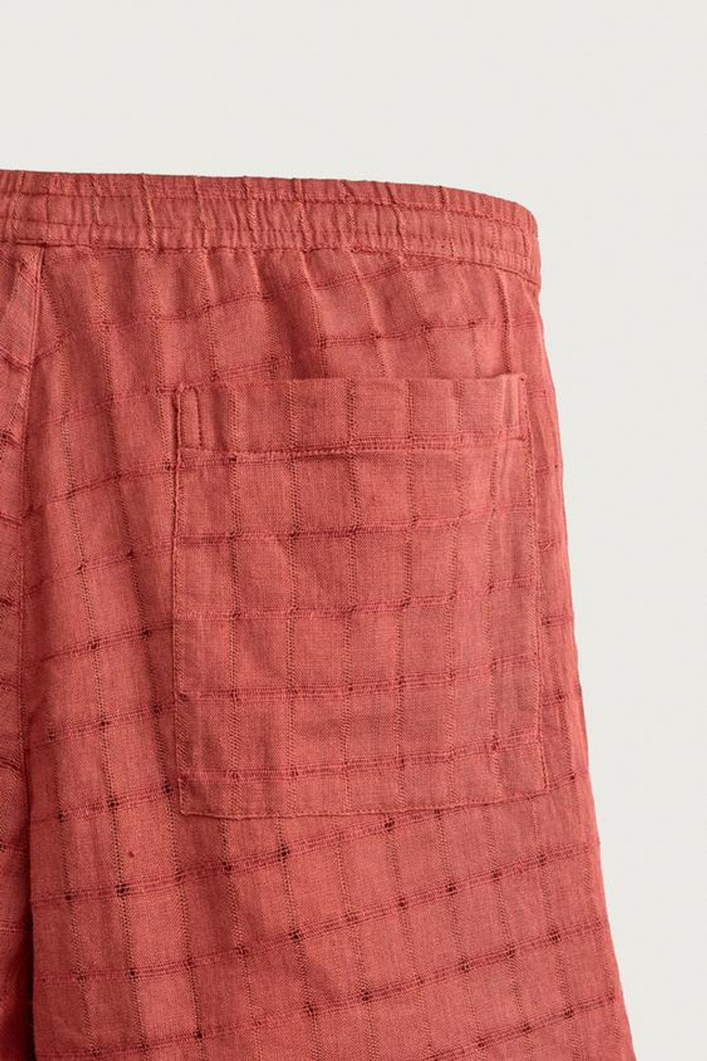 ZARA ШОРТЫ ИЗ ЖАККАРДА В КЛЕТКУ ИЗ ЛЬНА И ХЛОПКА, ЧЕРЕПИЧНЫЙ