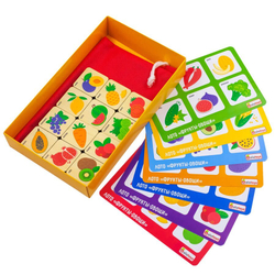 Лото "Фрукты-овощи", развивающая игрушка для детей, обучающая игра из дерева