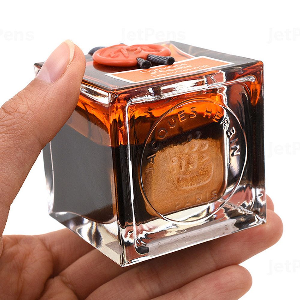 Чернила во флаконе Herbin Prestige 1798 50 мл Coraline d'Egypte оранжевые с серебряными блестками (15556JT) 6