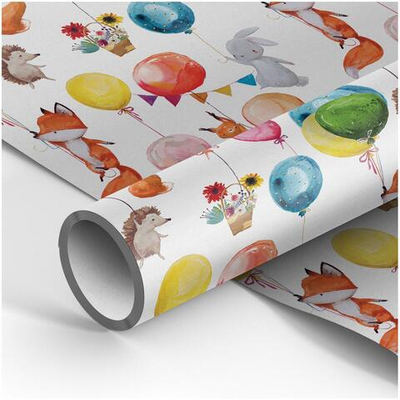 Упаковочная бумага белый крафт 70*100см "Счастливое событие"(MESHU)