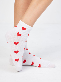 Носки с принтом сердечками гольфы
