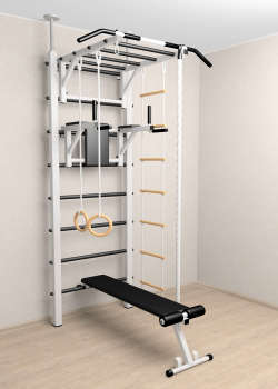 Шведская стенка Sv Sport враспор (Турник рукоход/Брусья/Скамья/Канат/Кольца/Лестница)