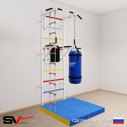 Шведская стенка Sv Sport 5725 (Турник стандарт/Брусья/Лестница/Цепь/Мешок 15кг/Мат 1м)