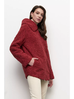 Куртка чебурашка из люкс эко - меха, красная, SilverFox