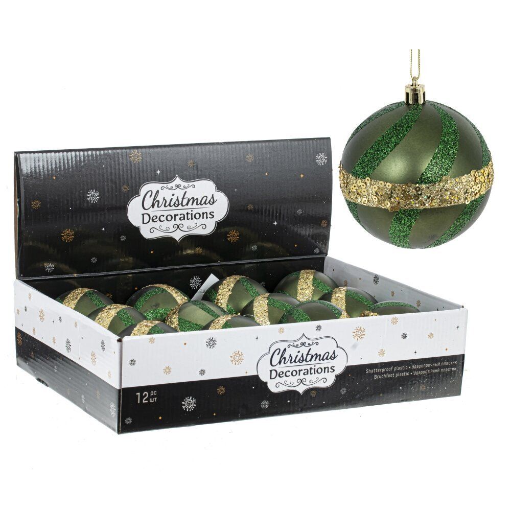 GAEM Набор из 12шт Украшение новогоднее "Шар", D 8 см, L35 W27 H8,5 см
