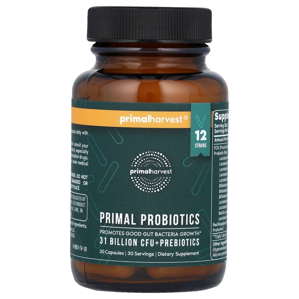 Primal Harvest, Primal, пробиотики, 31 млрд КОЕ, 30 капсул