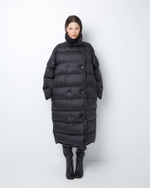 Пуховик двубортный из итальянского нейлона черный