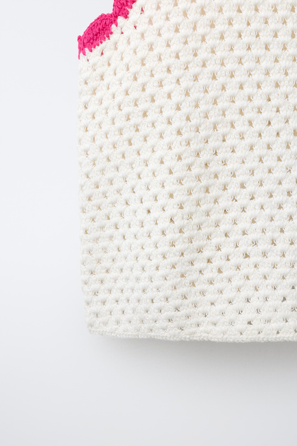 ZARA ТОП ИЗ КРУЖЕВА КРОШЕ С КОНТРАСТНЫМИ ЭЛЕМЕНТАМИ, ЭКРЮ