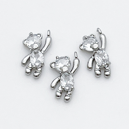 Подвеска Мишка (маленький!), родиевое покрытие, фианиты, размер 12*6 мм, цена за 1 шт