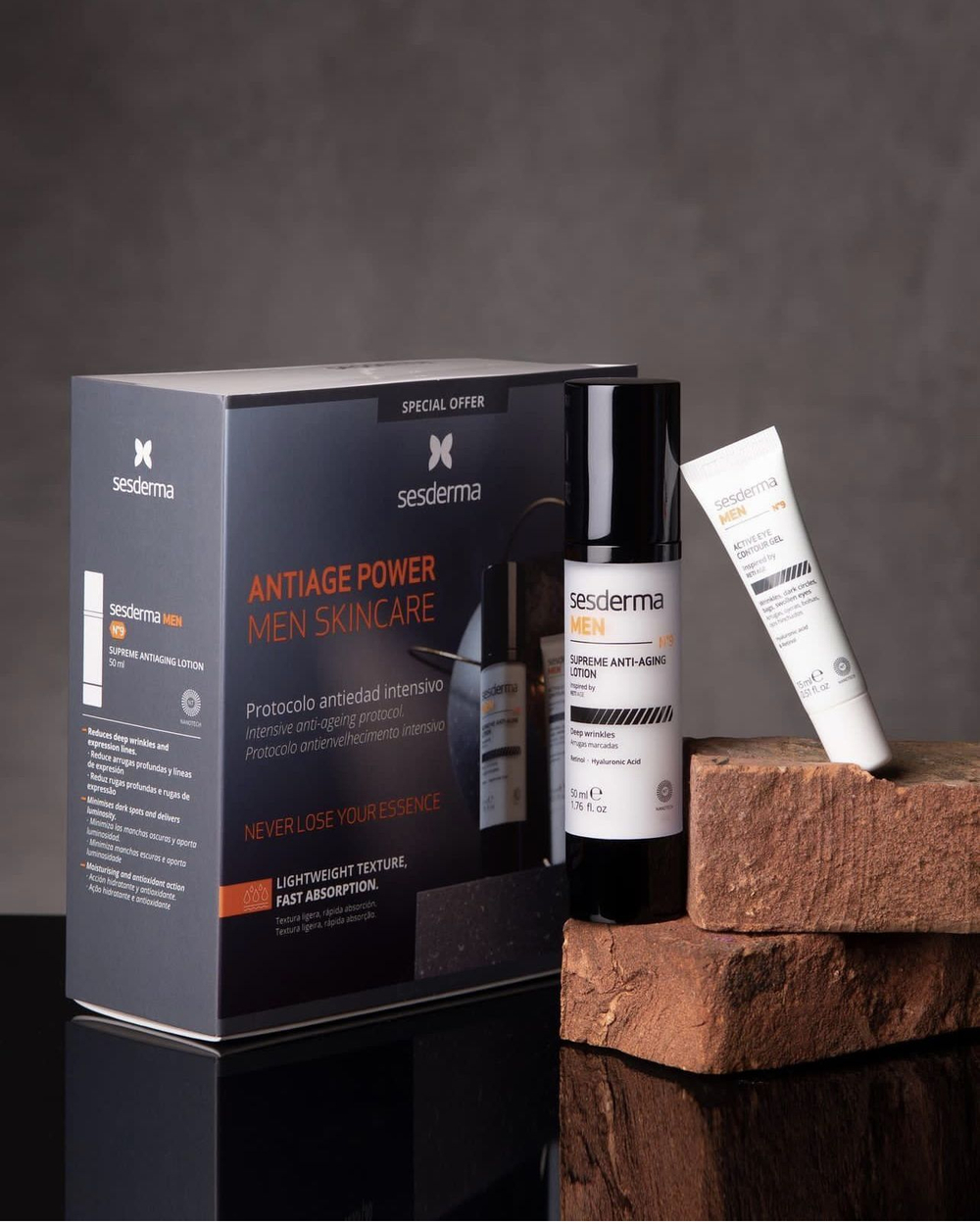 Подарочный набор Sesderma Men: Лосьон антивозрастной для мужчин Supreme, 50 мл + Гель для век, 15 мл