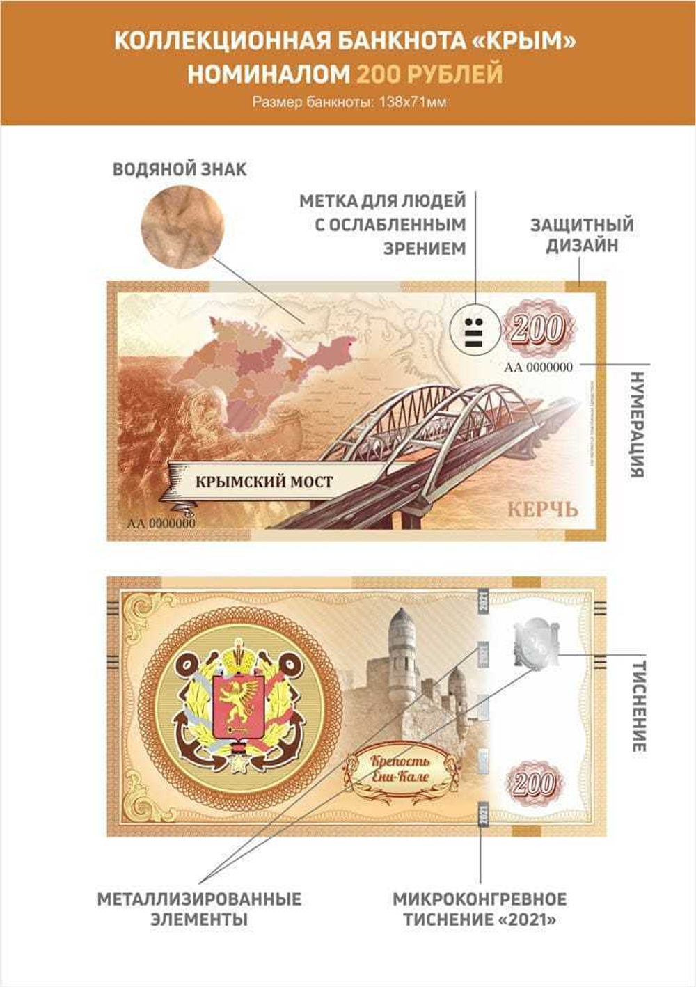 Набор из 7 сувенирных банкнот "Крым" в тематическом альбоме
