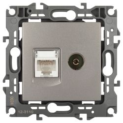 Розетка ЭРА Серия 12 12-3110-16 комбинированная RJ45+TV, титан