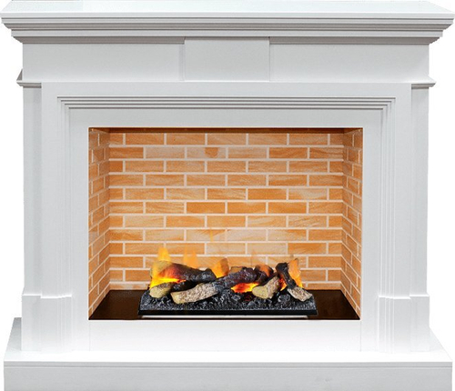 Каминокомплект Coventry - Белый / Кирпич с очагом Cassette 400 LNH-INT (с дровами)