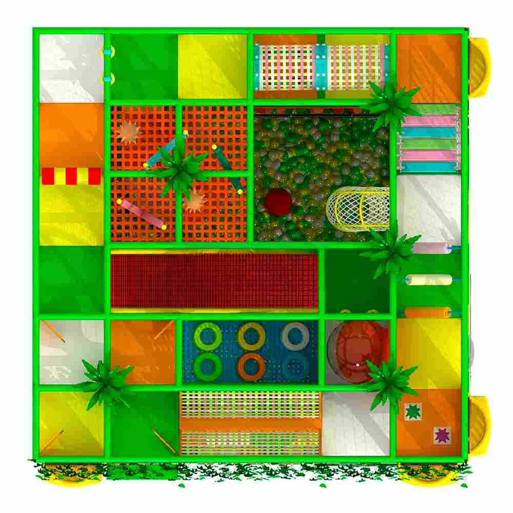 Детский игровой лабиринт с крышей «Мир добрых зверей» 7,38×7,38×6,1 м