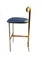 Барный стул TG-309-1, золотые ножки, синяя экокожа