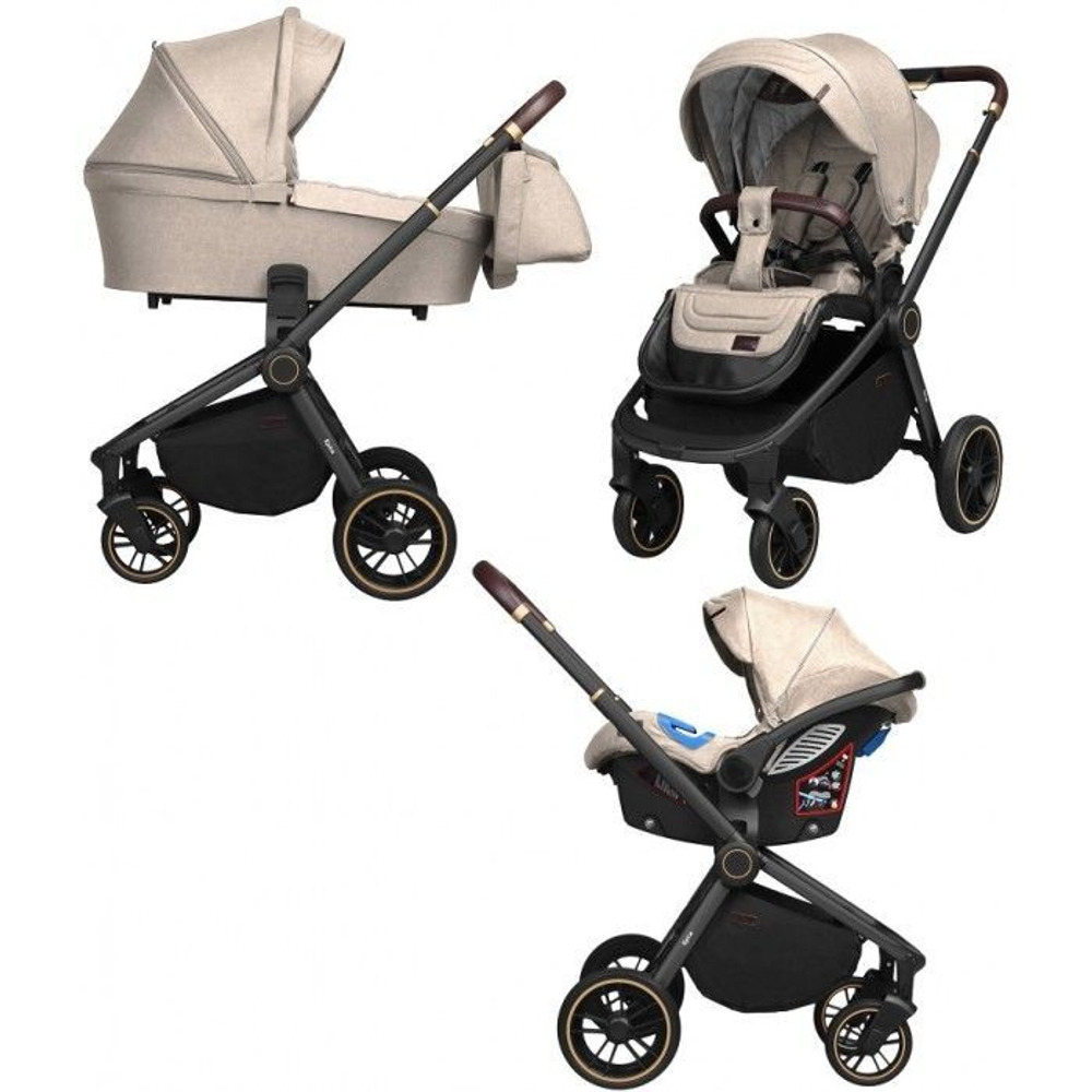 Коляска 3 в 1 Carrello Epica CRL-8511/1, Almond Beige / Черная рама (Бежевый)