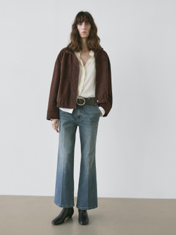 Massimo Dutti Джинсы-клеш со средней посадкой, средне-синий