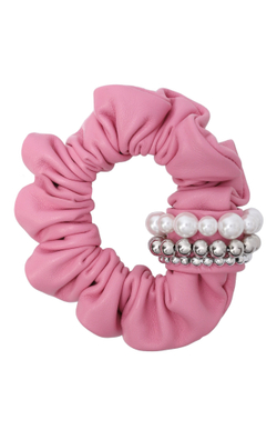 Кожаная резинка розового цвета