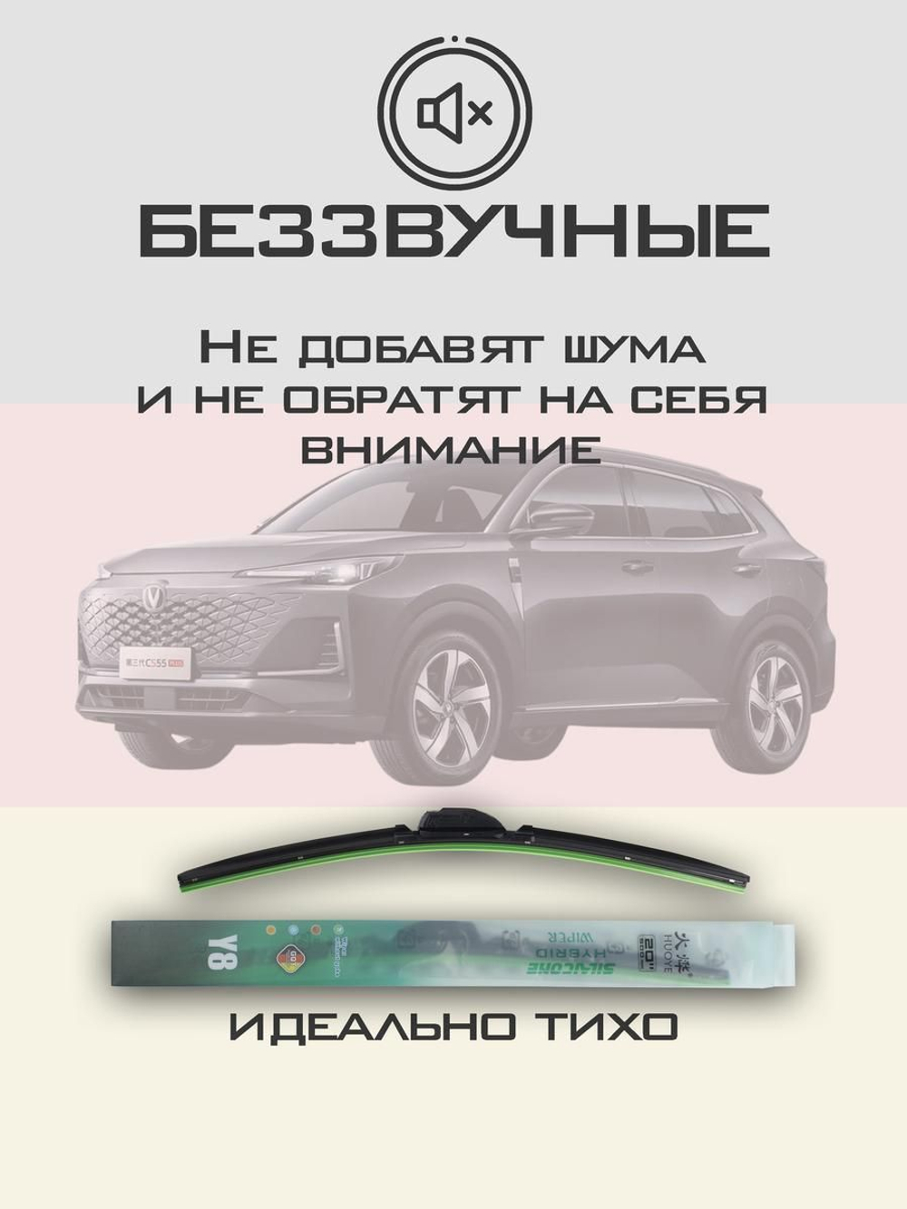 Щетки стеклоочистителя HUOYE Y8 600/450 мм на Changan CS55Plus | Push button