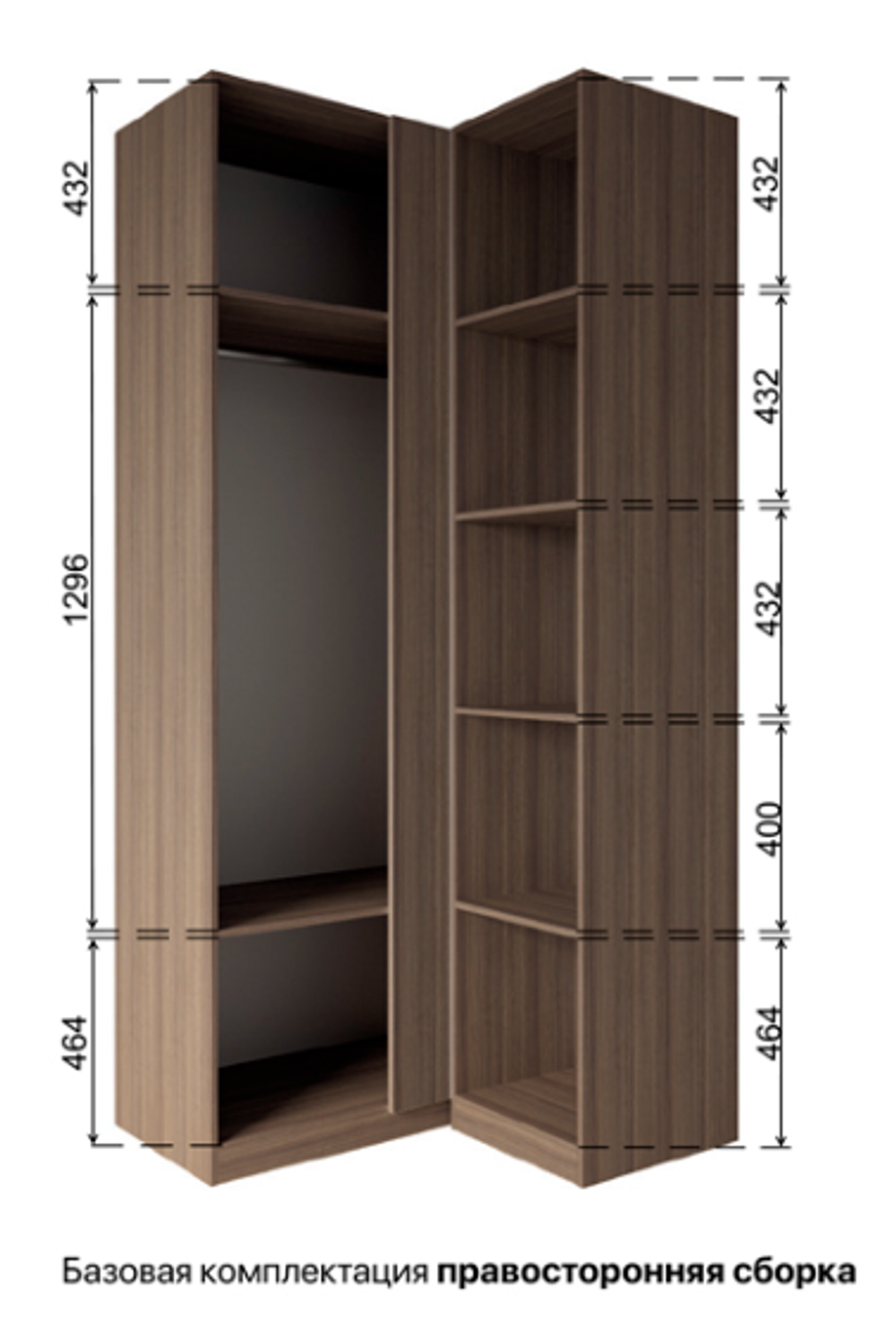 МС Роза Корпус шкаф угловой 1100 Орех Франклин, ДСВ Мебель