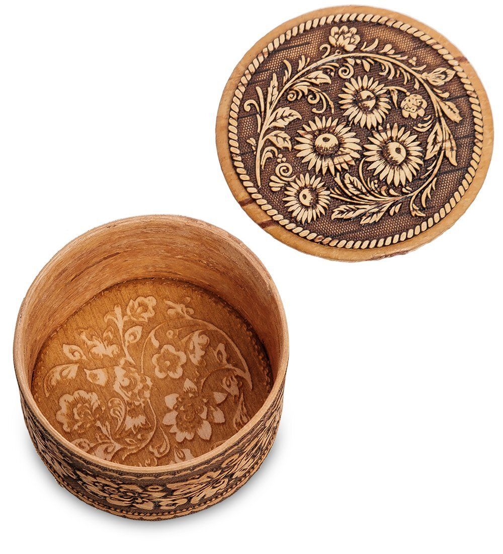 Народные промыслы BST-127/ 2 Шкатулка «Цветы» мал. (береста)