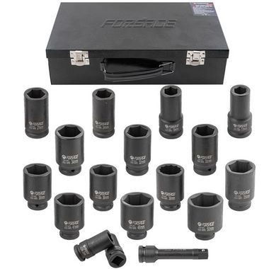 Набор головок ударных глубоких 3/4''16пр.(6гр.)(17,19,21,22,24,27,30,32,34,35,36,36-12гр,38,41,46,50мм) Forsage F-6163-5MPB