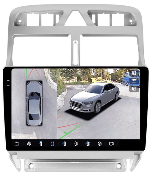 Магнитола для Peugeot 307 2001-2008 - FarCar BX017M-360 монитор 9.5" 2K QLED на Android 13, Быстрая, CarPlay, 4G SIM-слот, 4 камеры в комплекте