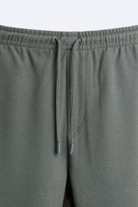 ZARA БРЮКИ EASY CARE С ПОЯСОМ НА ШНУРКЕ, ОЛИВКОВЫЙ