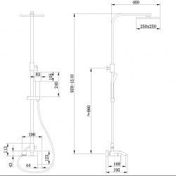 Душевая стойка ABBER Wasserfall AF8616L с изливом, хром