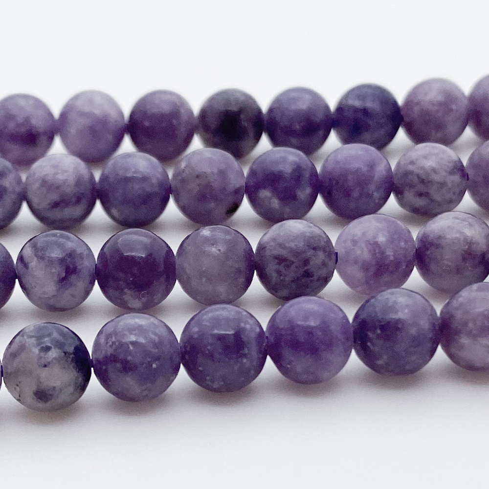 Бусины Лепидолит, диаметр 6,6-6,7 мм, цена за 14 шт (1/4 нити)