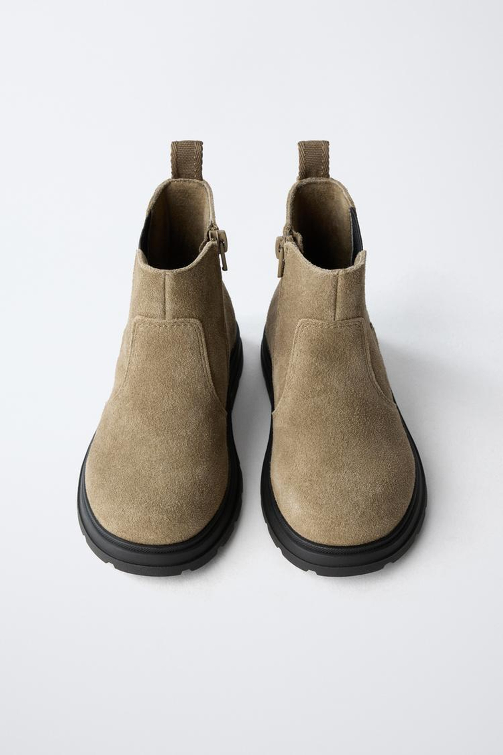 ZARA ЗАМШЕВЫЕ КОЖАНЫЕ БОТИНКИ, СЕРО-КОРИЧНЕВЫЙ