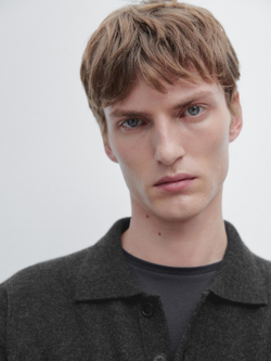 Massimo Dutti Свитер из смесовой шерсти с воротником поло, маренго