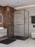 Душевой уголок Cezares LUX-AH-FS-11-140/80-C-GM, 140х80х195, профиль оружейная сталь, стекло прозрачное