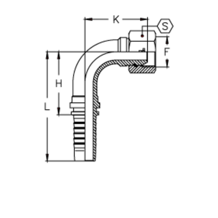 Фитинг DN 06 BSP (Г) 1/4 (90) (накидная гайка) (o-ring)