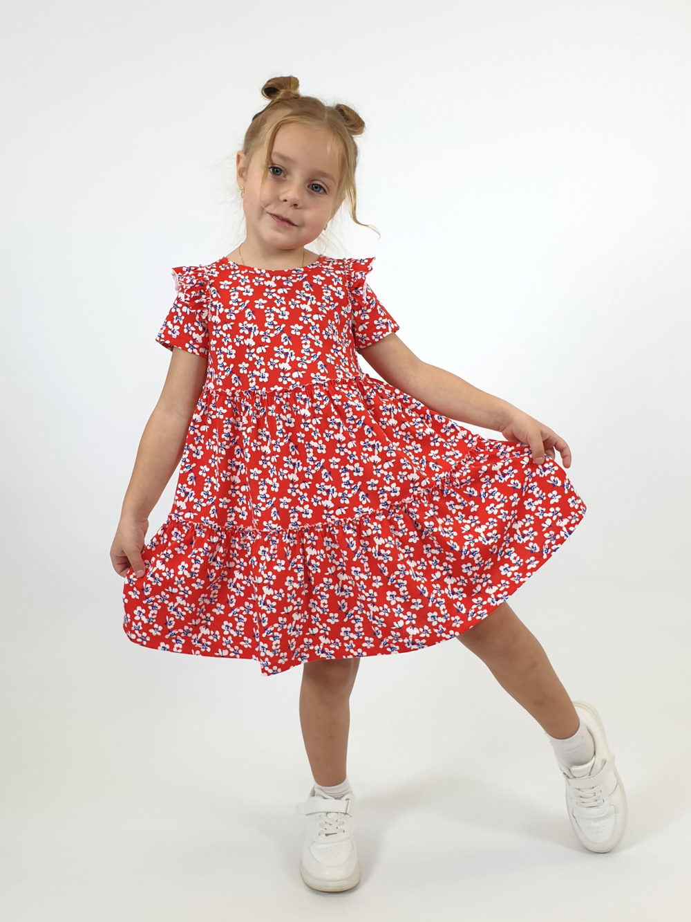 11-195-15 Платье для девочки с коротким рукавом Luneva