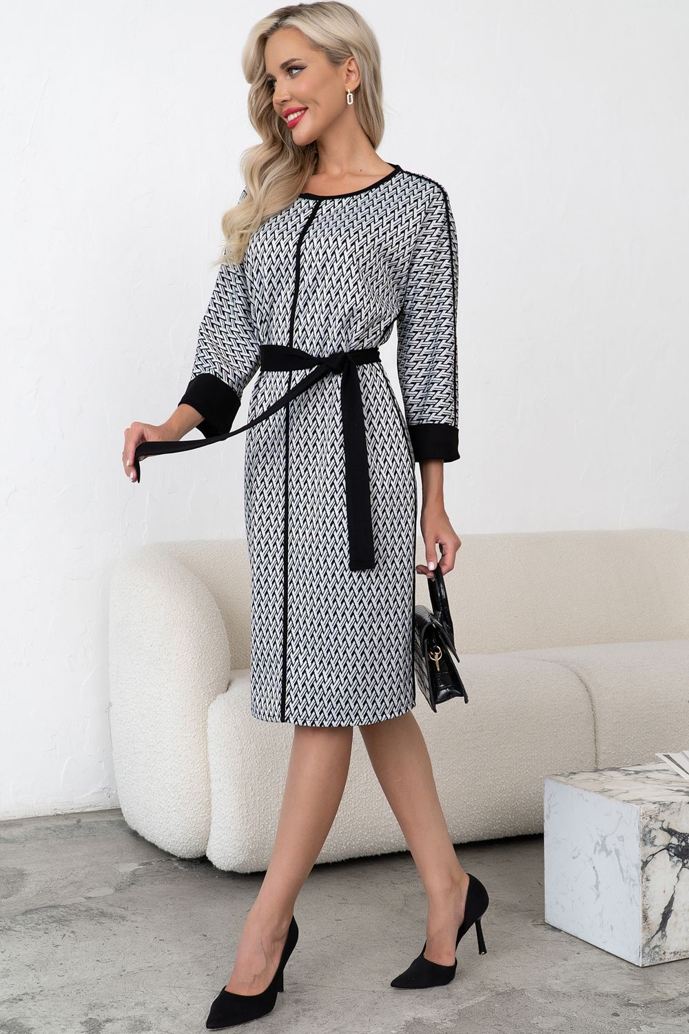 Платье Алана (белый/черный) Р11-1231/4 Nikol