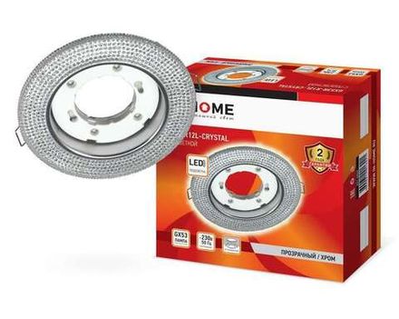 Светильник точечный GX53R-crystal R12L GX53 IP20 230В встраив. с подсветкой прозр./хром. IN HOME 4690612016221