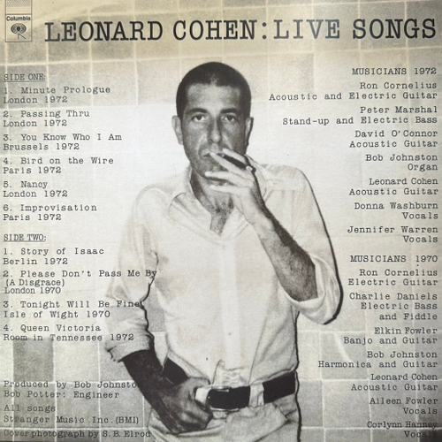 Leonard Cohen - Live Songs (Европа 2011г.)