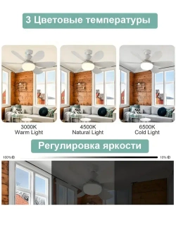 Розетка вентилятора с цоколем, беспроводной пульт дистанционного управления, светодиодная лампа, потолочный вентилятор