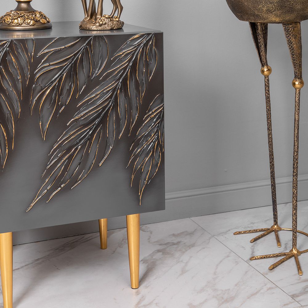 Тумба прикроватная Тропик Сканди Серый Голд правая